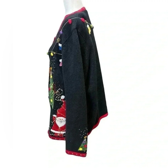 Kim Rogers Black Ugly Christmas Cardigan size 1X - Picture 2 of 6